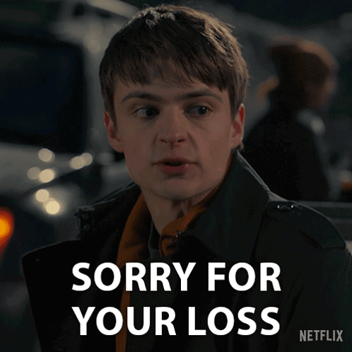 A Man Says " Sorry For Your Loss " In Front Of A Car GIF