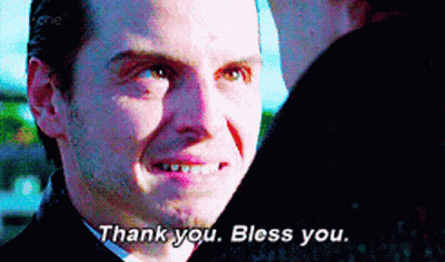 A Man Says Thank You Bless You In A Close Up Of His Face GIF