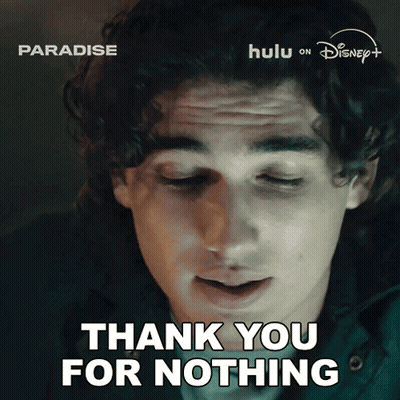 A Man Says " Thank You For Nothing " In Front Of A Disney Logo GIF