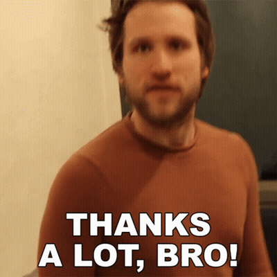 A Man Says Thanks A Lot Bro In Front Of A White Background GIF