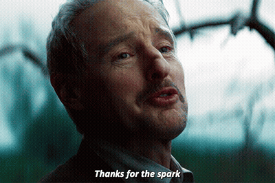 A Man Says Thanks For The Spark In A Movie Scene GIF