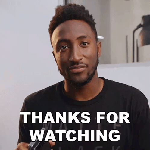A Man Says Thanks For Watching In A Black Shirt GIF