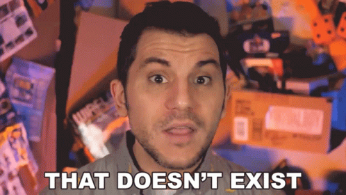 A Man Says " That Does N't Exist " In Front Of A Pile Of Boxes GIF