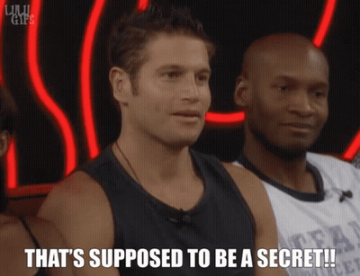 A Man Says " That 'S Supposed To Be A Secret " In Front Of Two Other Men GIF