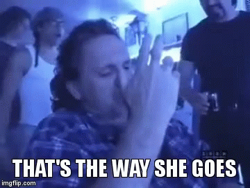 A Man Says That 'S The Way She Goes In A Crowded Room GIF