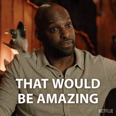 A Man Says That Would Be Amazing With A Netflix Logo Behind Him GIF