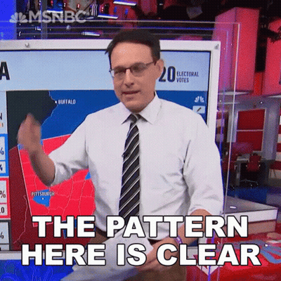 A Man Says The Pattern Here Is Clear In Front Of A Map GIF