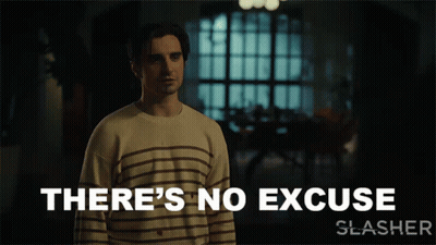 A Man Says There 'S No Excuse While Wearing A Striped Shirt GIF