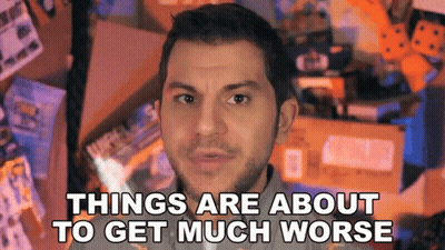 A Man Says Things Are About To Get Much Worse In Front Of A Pile Of Toys GIF
