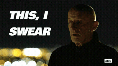 A Man Says " This I Swear " In White Letters On A Black Background GIF