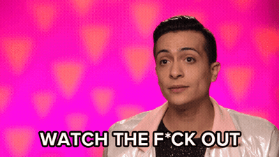 A Man Says " Watch The F * Ck Out " While Wearing A Pink Jacket GIF