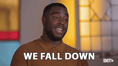 A Man Says " We Fall Down " In A Bet Ad GIF