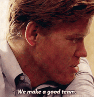 A Man Says We Make A Good Team In A Close Up Of His Face GIF