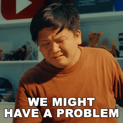 A Man Says We Might Have A Problem While Looking Down GIF