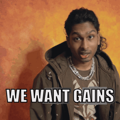 A Man Says We Want Gains While Wearing A Brown Jacket GIF