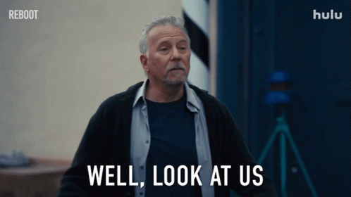 A Man Says " Well Look At Us " In A Hulu Ad GIF