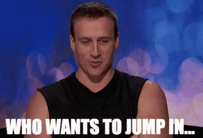 A Man Says Who Wants To Jump In GIF