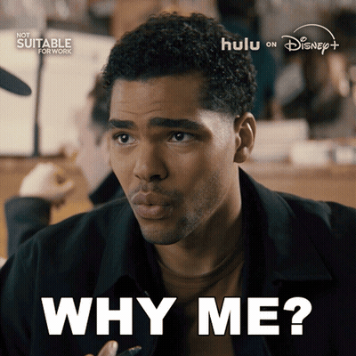 A Man Says " Why Me " In A Disney Ad GIF