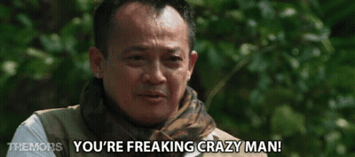 A Man Says You 'Re Freaking Crazy Man In Front Of Trees GIF