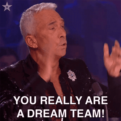 a man says you really are a dream team in front of a microphone