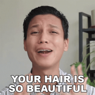 A Man Says " Your Hair Is So Beautiful " With His Mouth Open GIF