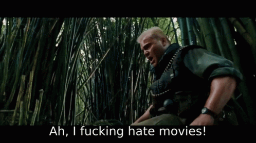 A Man Screaming In The Woods With The Words Ah I Fucking Hate Movies GIF