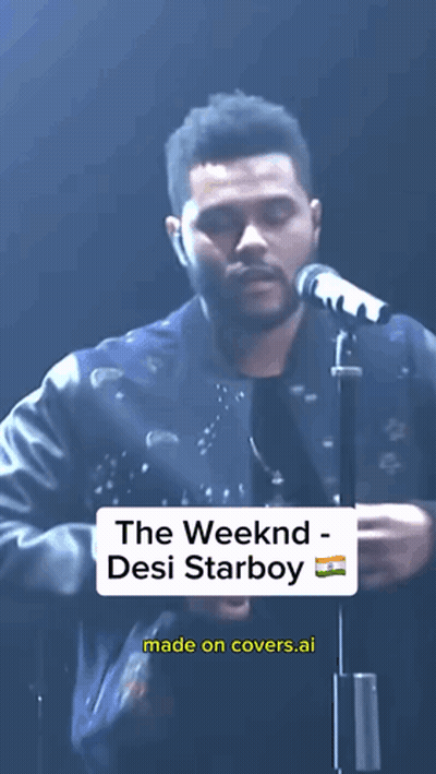 A Man Singing Into A Microphone That Says She Busting My Balls Like The Weeknd Desi Starboy GIF