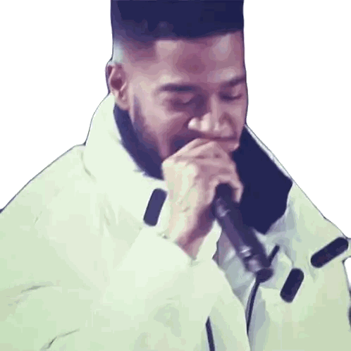 A Man Singing Into A Microphone With His Eyes Closed Sticker