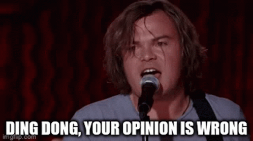 A Man Singing Into A Microphone With The Words Ding Dong Your Opinion Is Wrong GIF