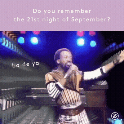 A Man Singing Into A Microphone With The Words " Do You Remember The 21St Night Of September " GIF