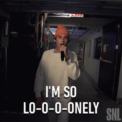 A Man Singing Into A Microphone With The Words I 'M So Lo-O-O-Onely Snl Below Him GIF