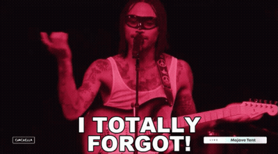 A Man Singing Into A Microphone With The Words " I Totally Forgot " Above Him GIF