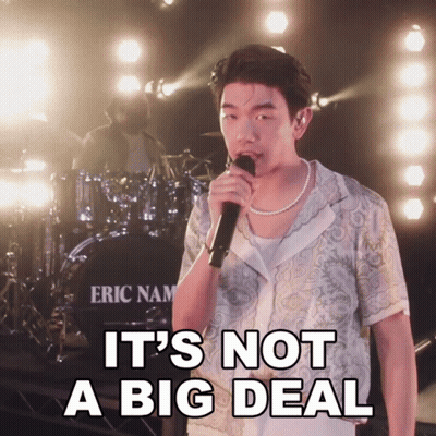 A Man Singing Into A Microphone With The Words " It 'S Not A Big Deal " Above Him GIF