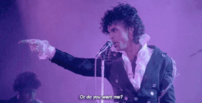 A Man Singing Into A Microphone With The Words " Or Do You Want Me " Above Him GIF