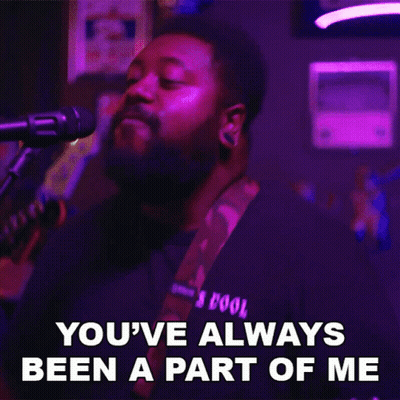 A Man Singing Into A Microphone With The Words " You 'Ve Always Been A Part Of Me " GIF