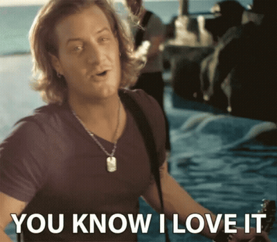 A Man Singing With The Words You Know I Love It Above Him GIF