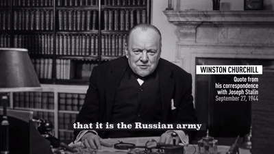 A Man Sits At A Desk With A Quote From Winston Churchill GIF