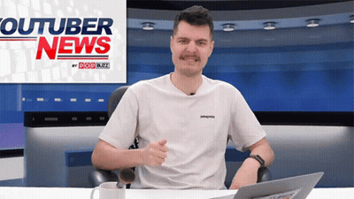 A Man Sits In Front Of A Screen That Says Youtuber News GIF