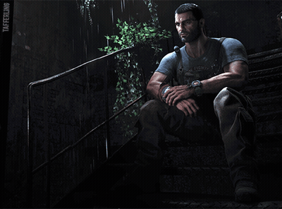 A Man Sits On A Set Of Stairs Wearing A Shirt That Says " Taferling " GIF