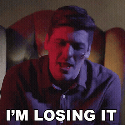 A Man Sitting In A Chair With A Bandage On His Face Says I 'M Losing It GIF