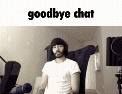 A Man Sitting In A Chair With The Words Goodbye Chat On The Bottom GIF