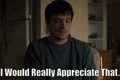 A Man Sitting In A Chair With The Words I Would Really Appreciate That GIF