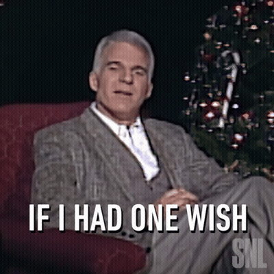 A Man Sitting In A Chair With The Words If I Had One Wish Snl GIF