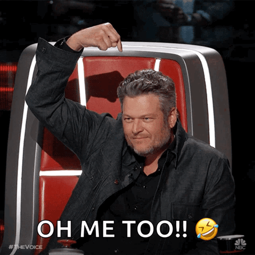 A Man Sitting In A Chair With The Words Oh Me Too Written Above Him GIF