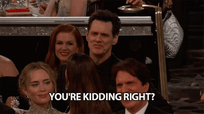 A Man Sitting In A Crowd Says " You 'Re Kidding Right ? " GIF