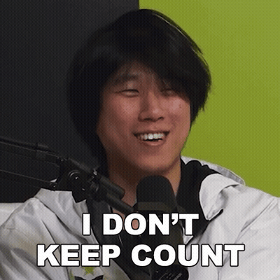 A Man Sitting In Front Of A Microphone Says I Don 'T Keep Count GIF