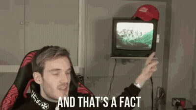 A Man Sitting In Front Of A Television With The Words And That 'S A Fact Below Him GIF