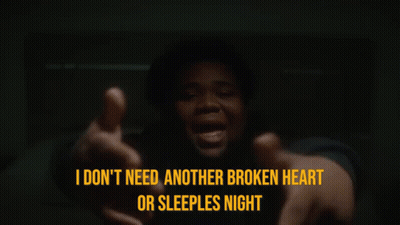A Man Sitting On A Bed With His Hands On His Head And The Words I Don T Need Another Broken Heart Or Sleeples Night GIF