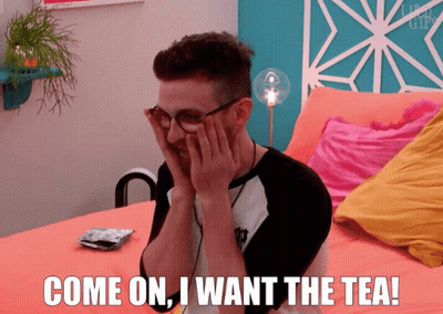 A Man Sitting On A Bed With The Words Come On I Want The Tea Written Above Him GIF