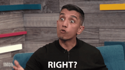 A Man Sitting On A Couch With The Word Right Written On His Face GIF
